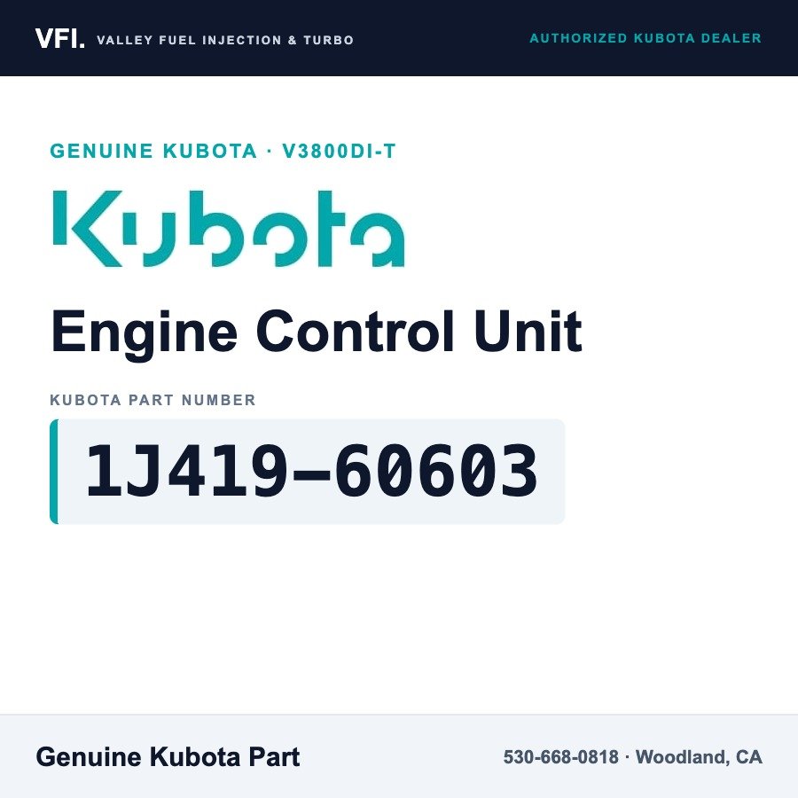 Kubota 1J419-60603 Engine Control Unit (ECU) for Kubota V3800DI-T direct-injection turbo diesel in Kubota's 1J419 engine seri