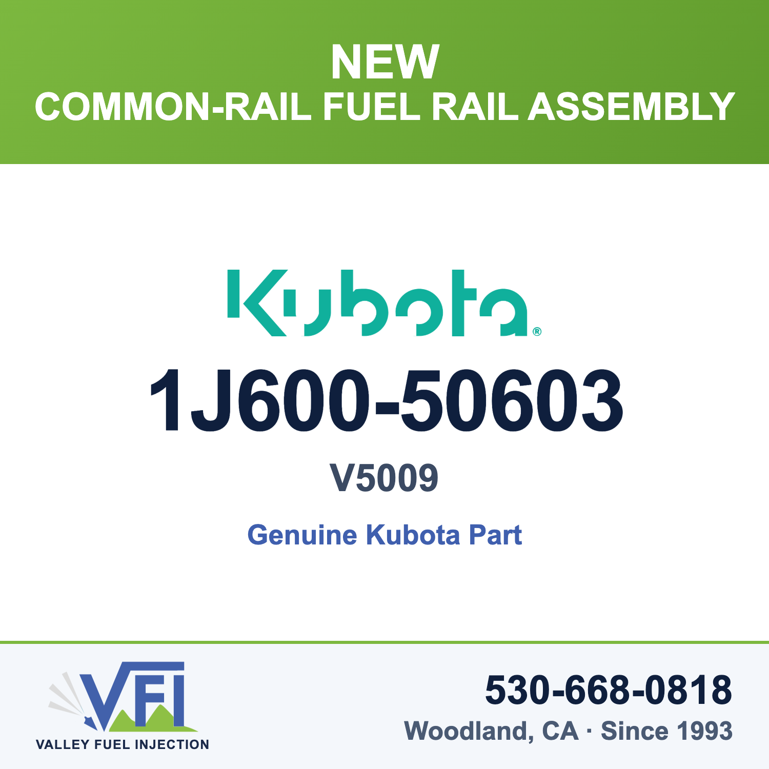 Kubota 1J600-50603 Common-Rail Fuel Rail Assembly for Kubota V5009 four-cylinder common-rail diesel