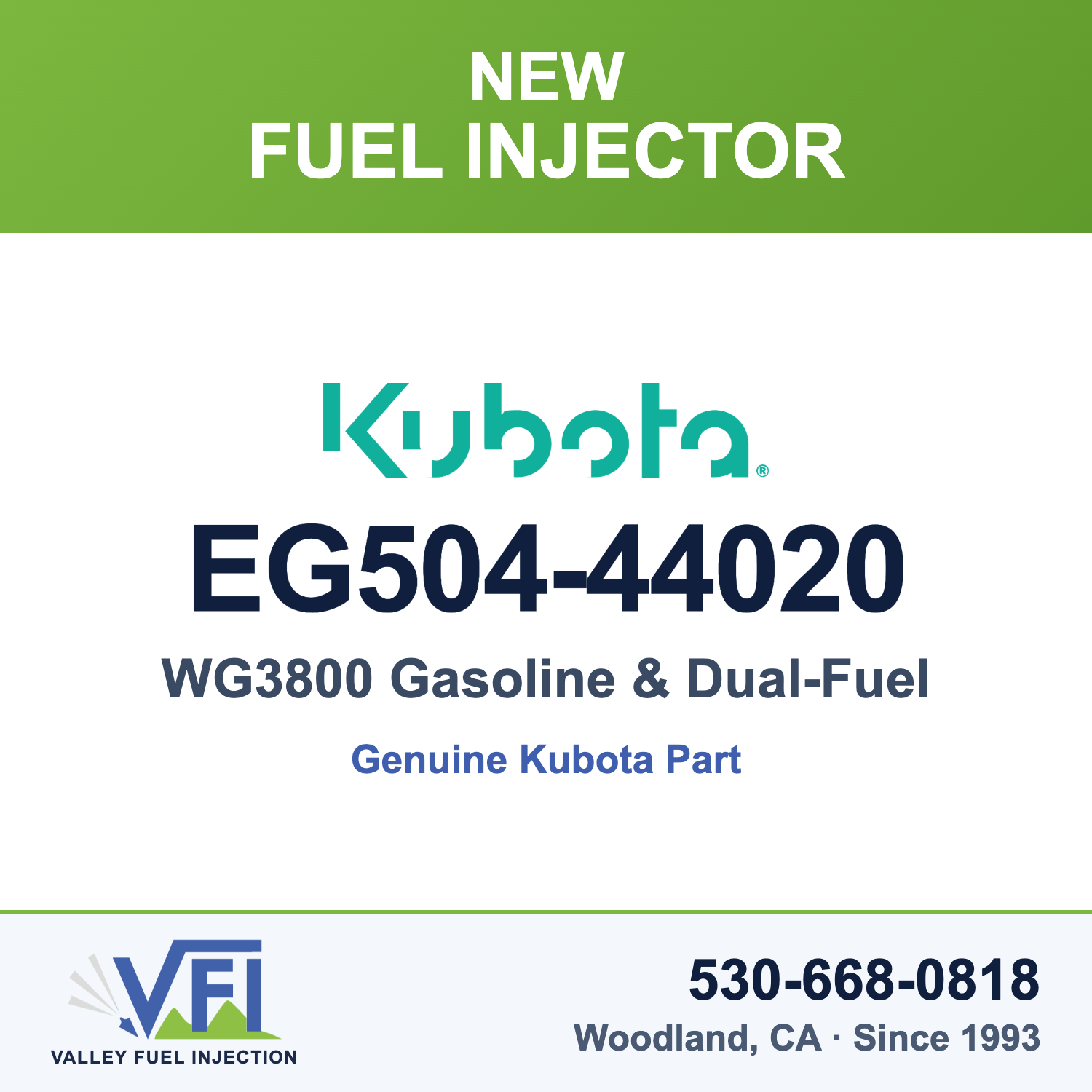 Kubota EG504-44020 Gasoline Fuel Injector for Kubota WG3800-G-E3 gasoline engine