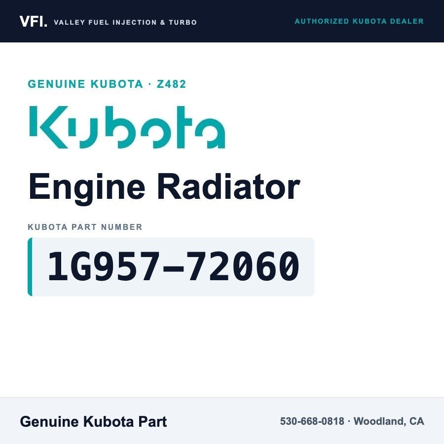 Kubota 1G957-72060 Engine Radiator for Kubota Z482 two-cylinder diesel engine packages that call for radiator 1G957-72060