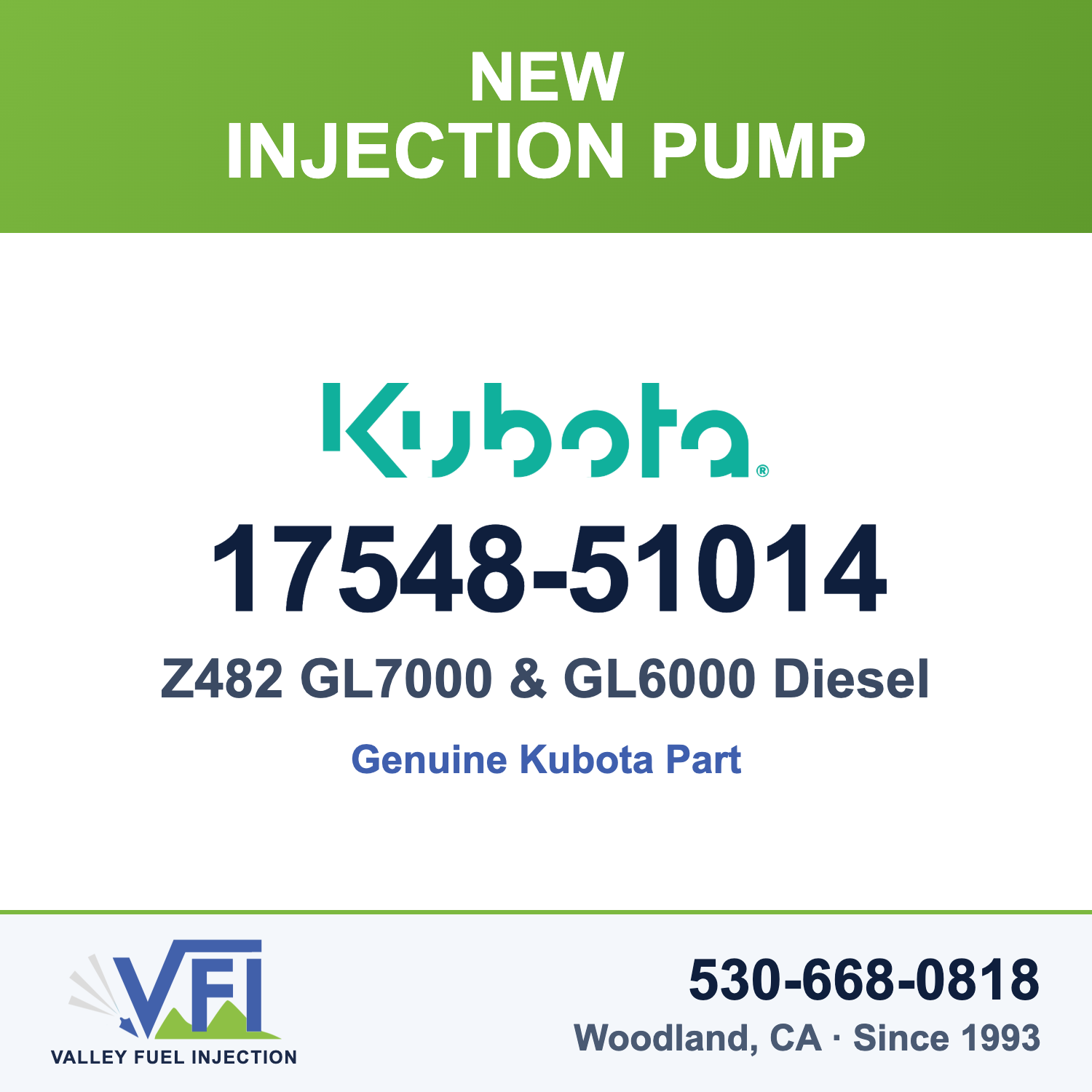 Kubota 17548-51014 Injection Pump Assembly, 2-Cylinder In-Line for Kubota GL7000 diesel generator