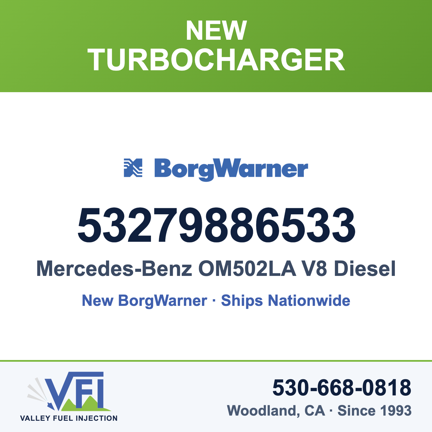BorgWarner 53279886533 K27 Turbocharger for Mercedes-Benz OM502LA 16L V8 diesel