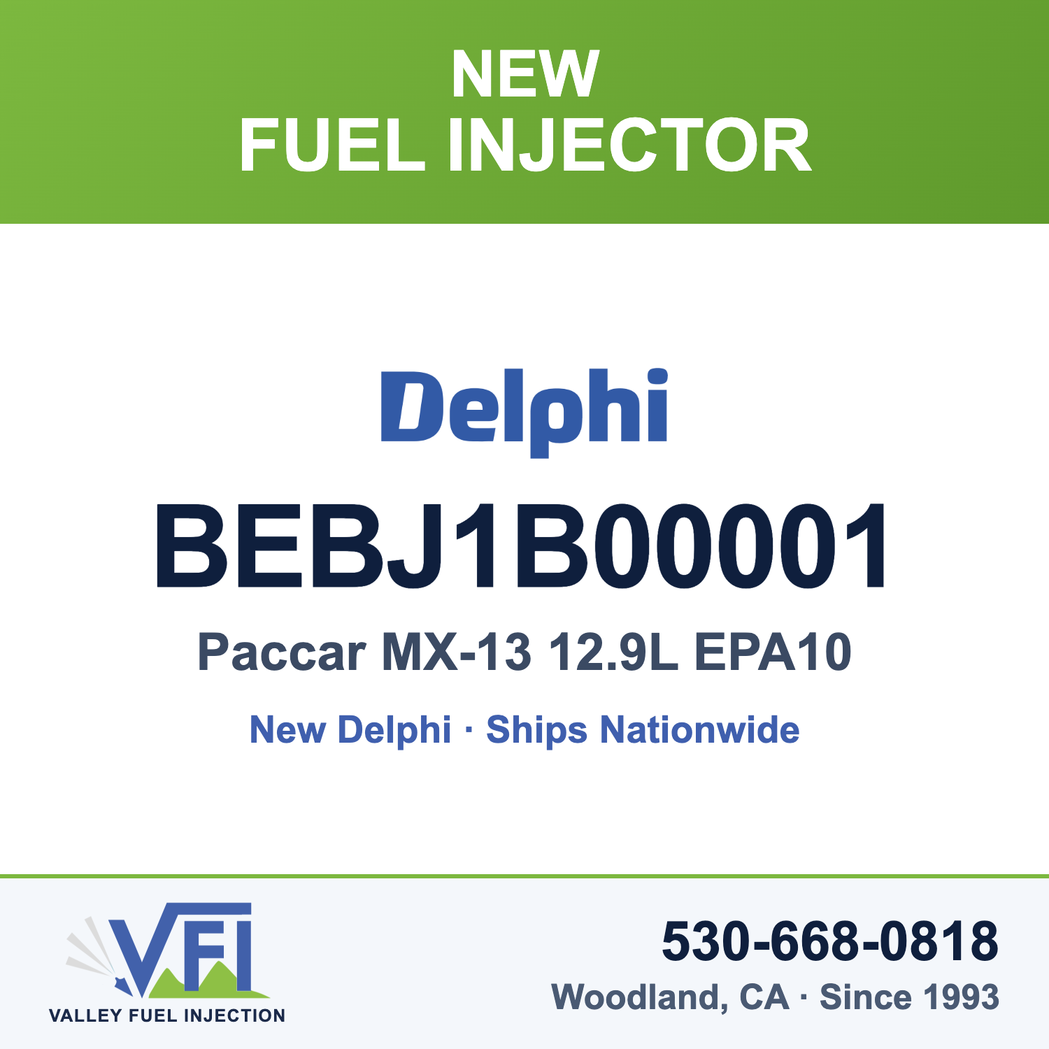 Delphi BEBJ1B00001 Fuel Injector for Paccar MX-13 12.9L