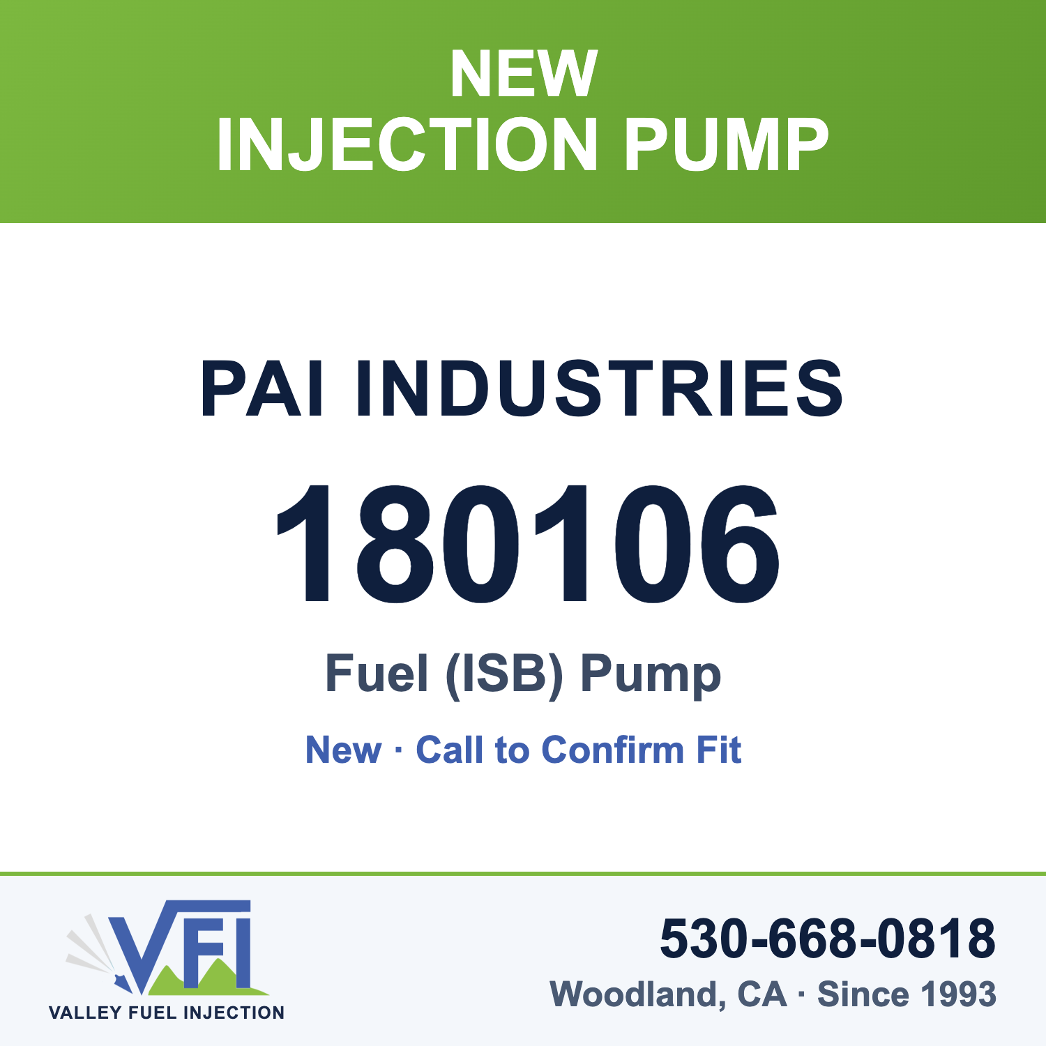 PAI Industries 180106 Fuel (ISB) Pump