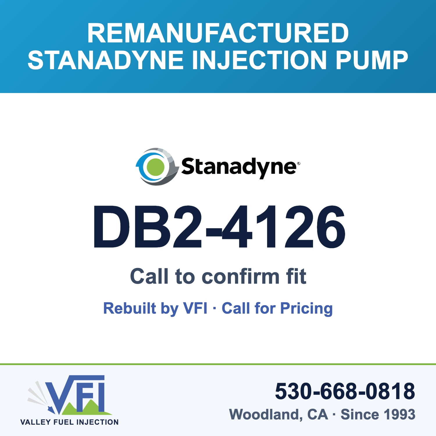 Rebuilt Stanadyne Injection Pump DB2-4126 card