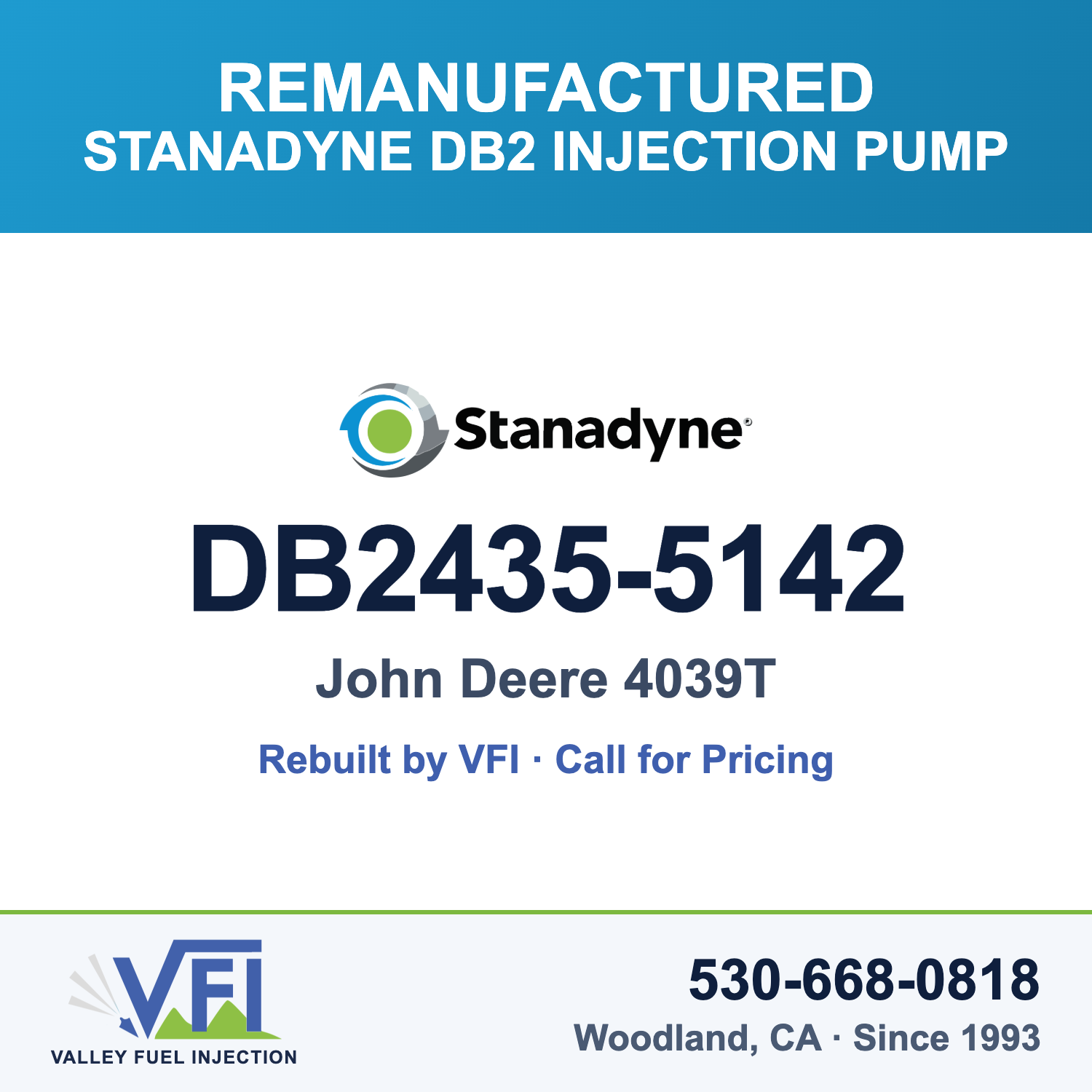 Rebuilt Stanadyne DB2 Injection Pump DB2435-5142 card