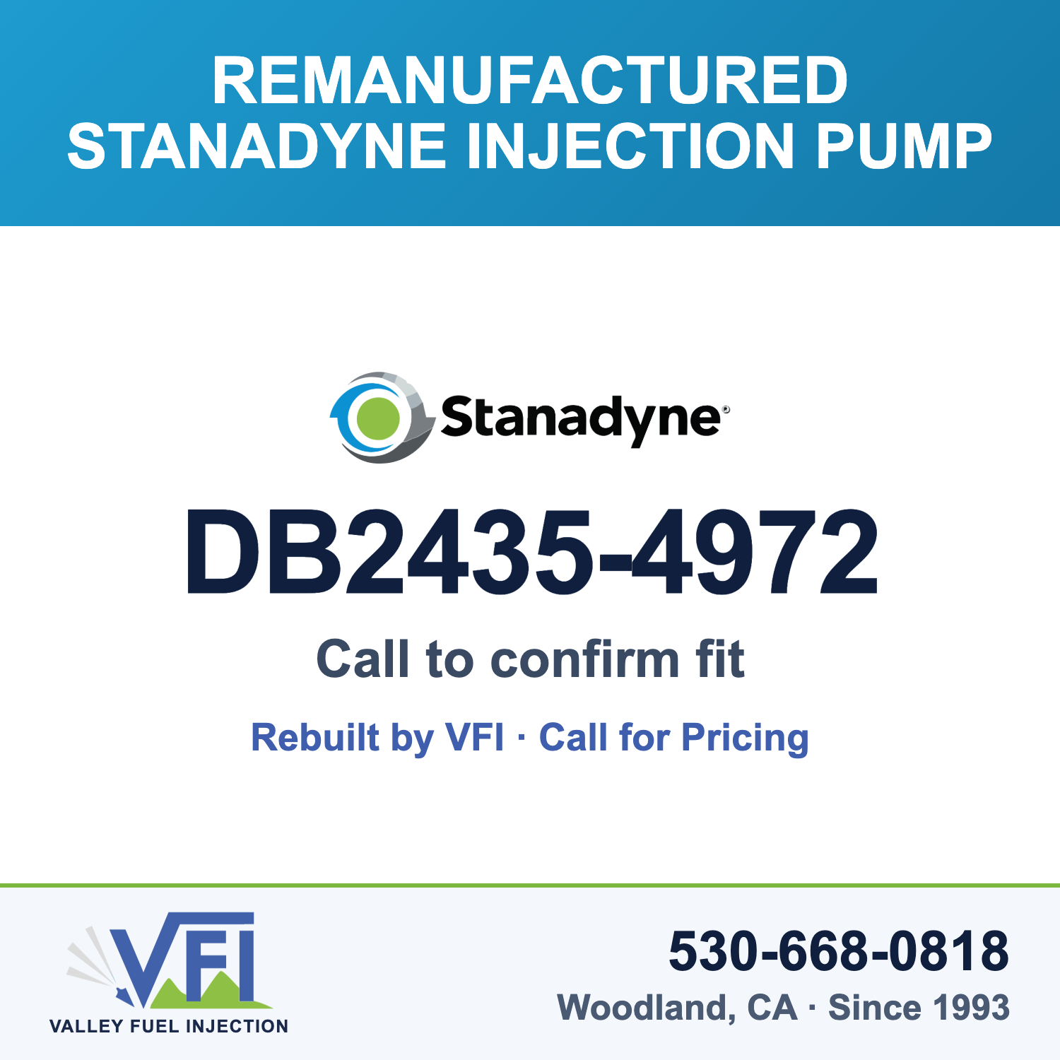 Rebuilt Stanadyne Injection Pump DB2435-4972 card
