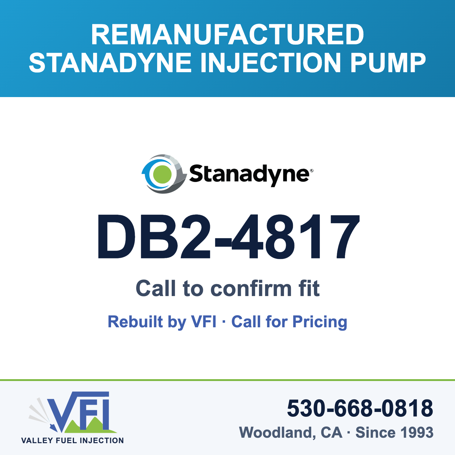 Rebuilt Stanadyne Injection Pump DB2-4817 card