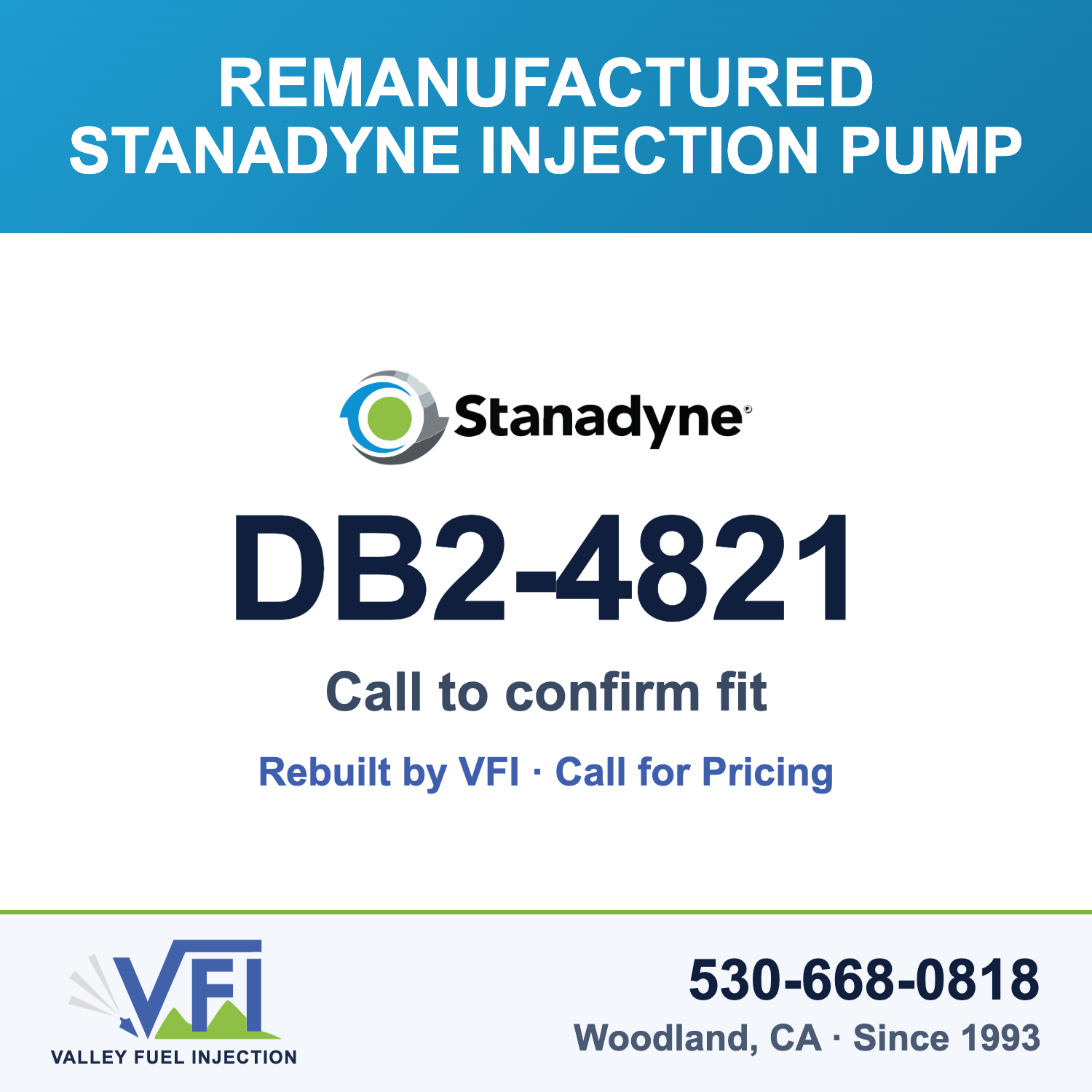 Rebuilt Stanadyne Injection Pump DB2-4821 card