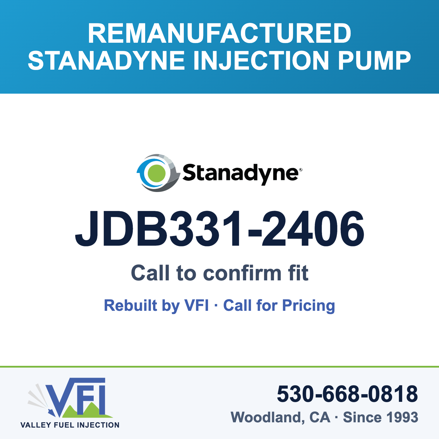 Rebuilt Stanadyne Injection Pump JDB331-2406 card