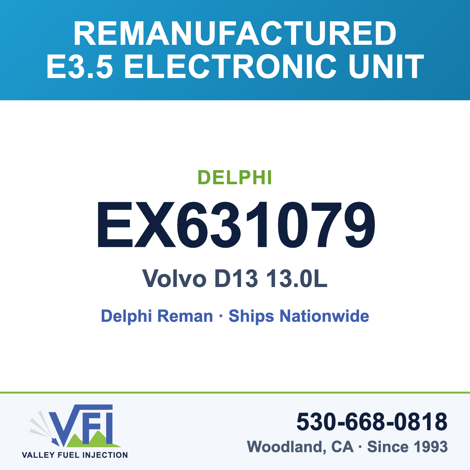 Delphi EX631079 E3.5 Electronic Unit Injector for Volvo D13 13.0L