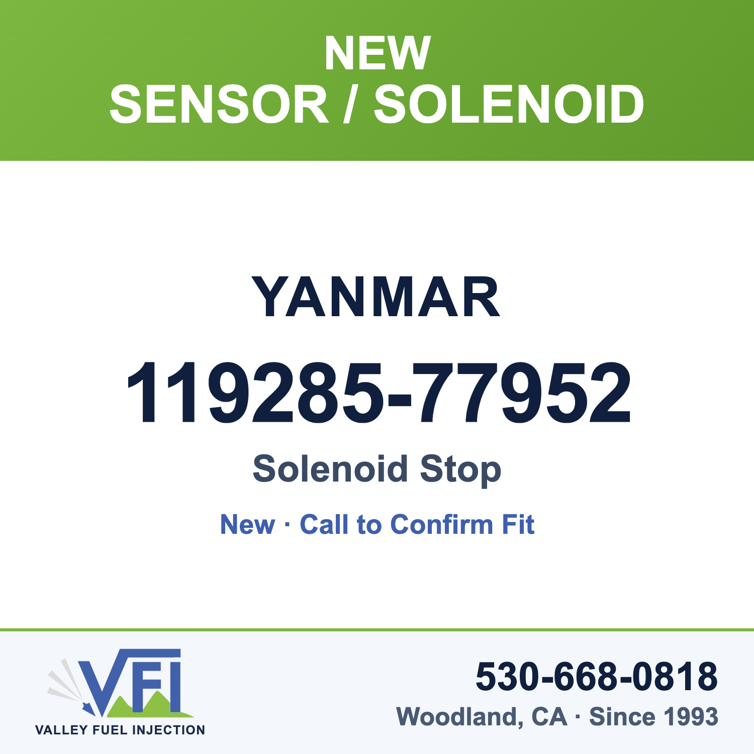 Yanmar 119285-77952 Solenoid Stop