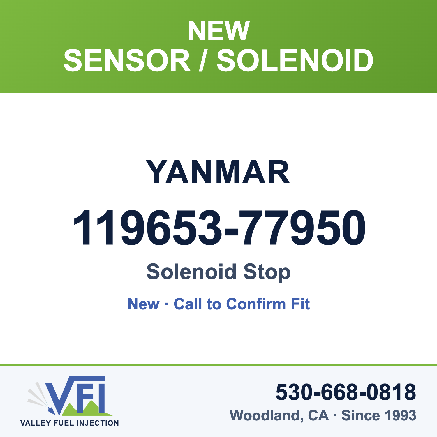 Yanmar 119653-77950 Solenoid Stop